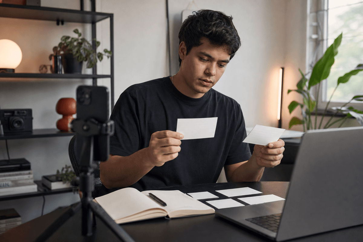 Creator preparing short-form video ideas