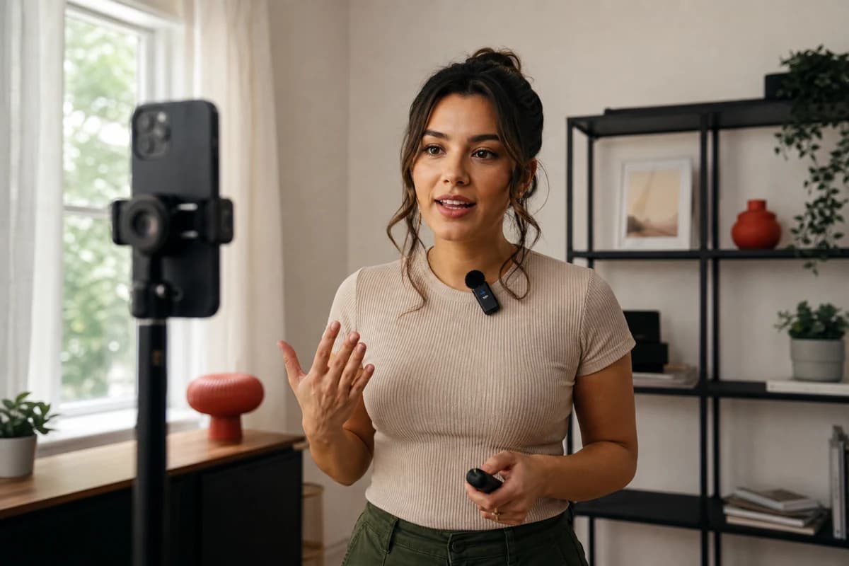 Creator speaking naturally to camera